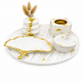 Luxury White & Gold Concrete 5-Piece Decorative Tray Set